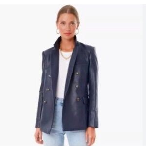 TUCKERNUCK Navy Faux-Leather Blazer Size L Excellent Condition